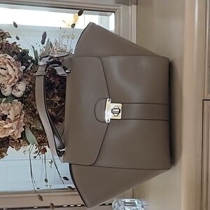 Taupe leather handbag